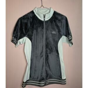 The North Face Women S Soft Short Sleeve Cycling Jacket full Zip Teal EUC